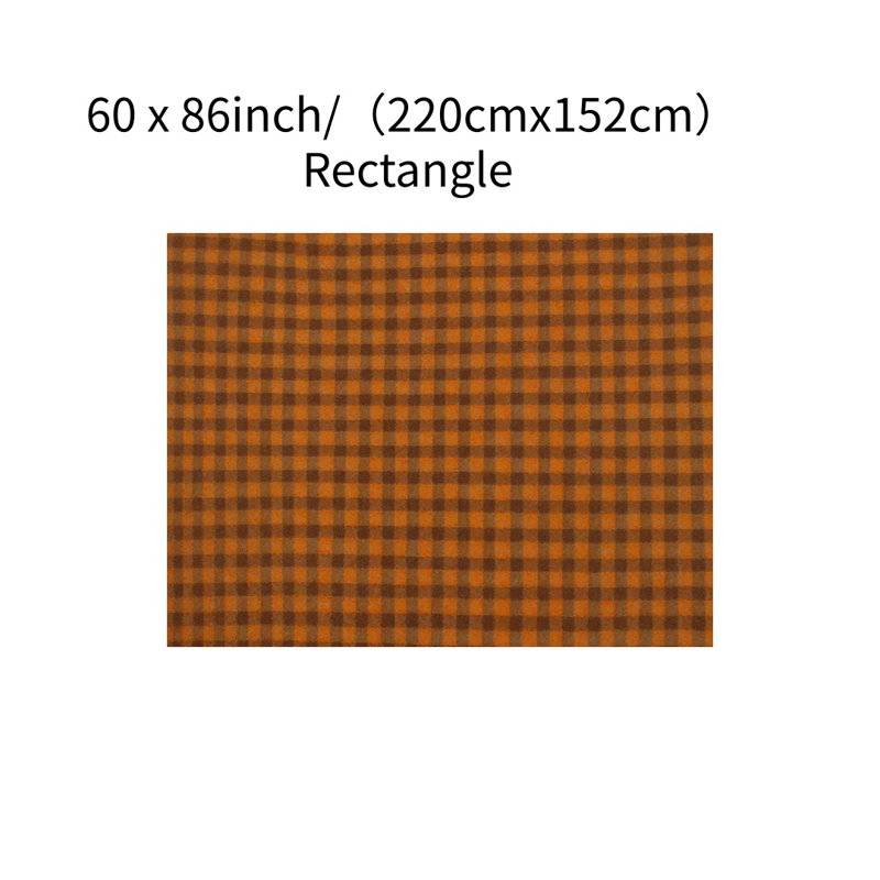 Nappe orange à motif vichy brun pour salle à manger, 60 po x 86 po rectangulaire