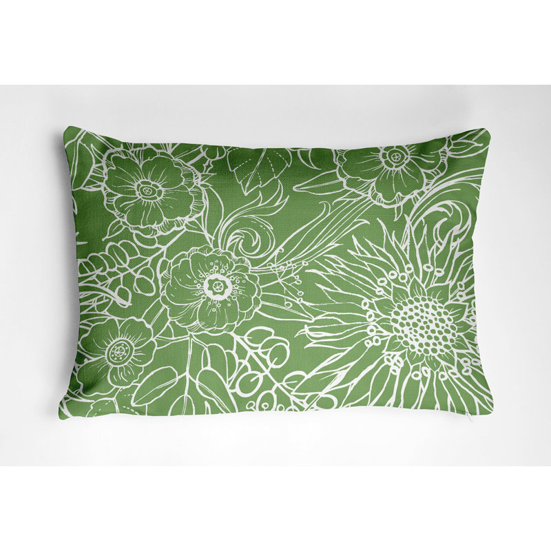 Cuban Flare Print Faux Linen Textured Pillow, Green