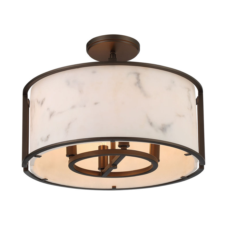 Everly Quinn Buchanan Hellenic Bronze With Alabaster Semi Flush