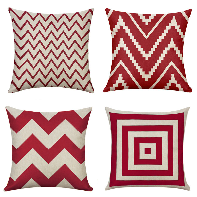 Cotton Blend Throw Pillow, Red, 18" x 18"