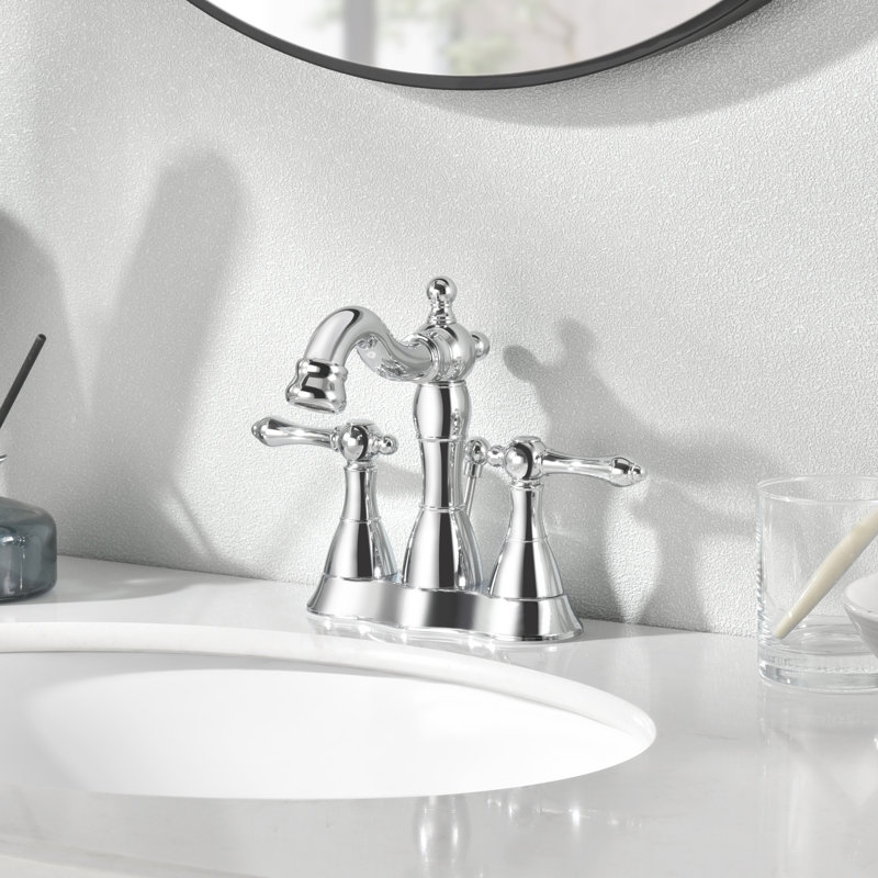Prime Collection 2 Handle Centerset Lavatory Bathroom Sink Faucet with Drain Assembly - Chrome Polished, Chrome Polished 