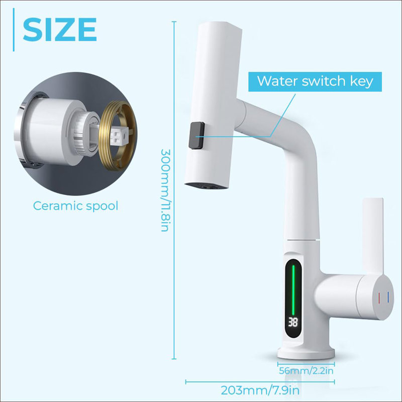 Single-Hole Single-handle Bathroom Faucet, White