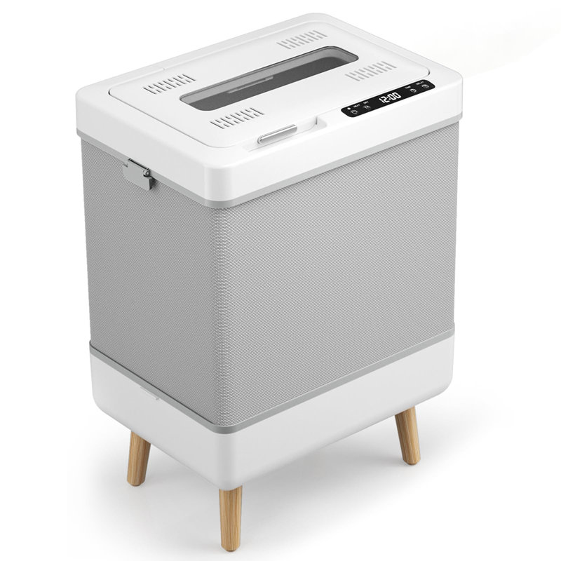 Chauffe-serviettes, conception pliable de taille familiale avec fenêtre, double arrêt de sécurité pour la surchauffe et le basculement, 12 disques aromatiques (gris)