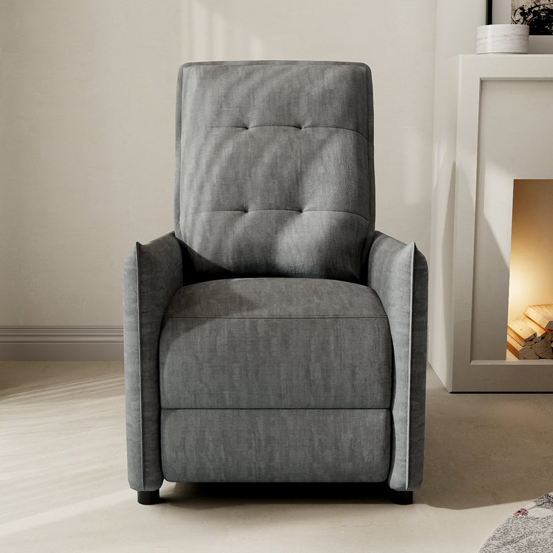 28.5" Wide Upholstered Recliner Manual Pushback Recliner Home Theater Recliner Chair, Gray