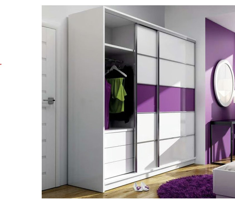 Manufactured Wood Wardrobe, White/Purple