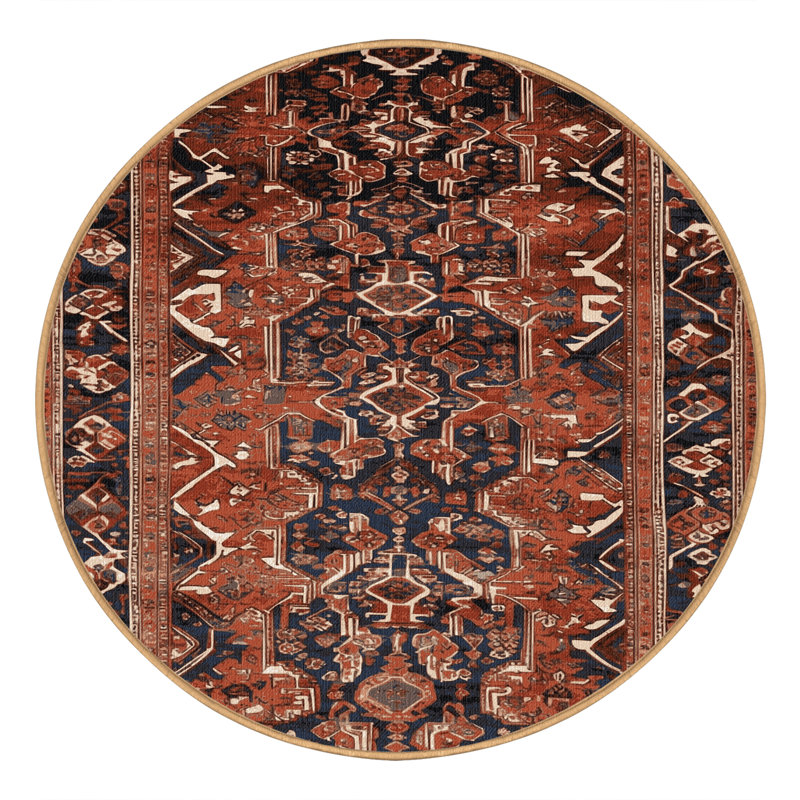 Tapis brun lavable à la machine, Rond 8 pi