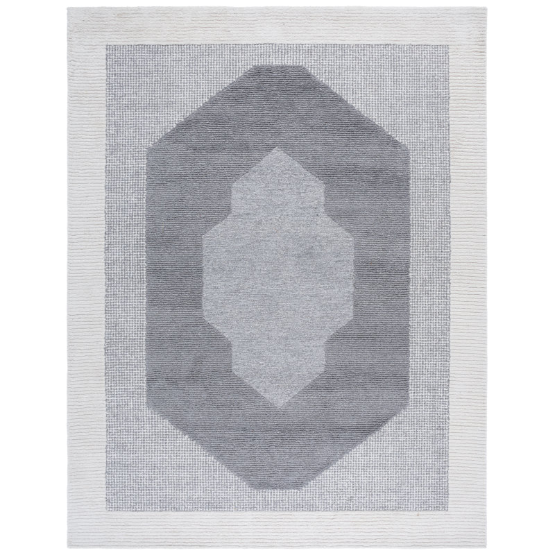 Tapis gris foncé / ivoire Jeniah 807, Rectangulaire 8 pi x 10 pi