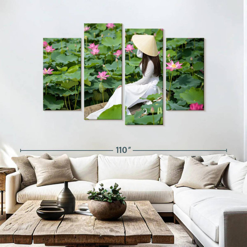 Leisha Lotus Pond Lady, 54" H x 84" W