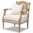 Canley French Provincial Upholstered Whitewashed Wood Armchair
