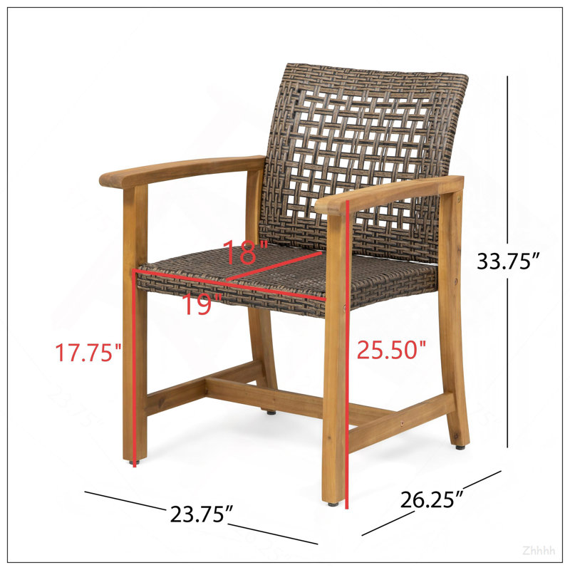 Ensemble de salle à manger 5 pièces pour patio, table à lattes de 63 po et 4 chaises en bois d'acacia et en rotin de polyéthylène pour patio