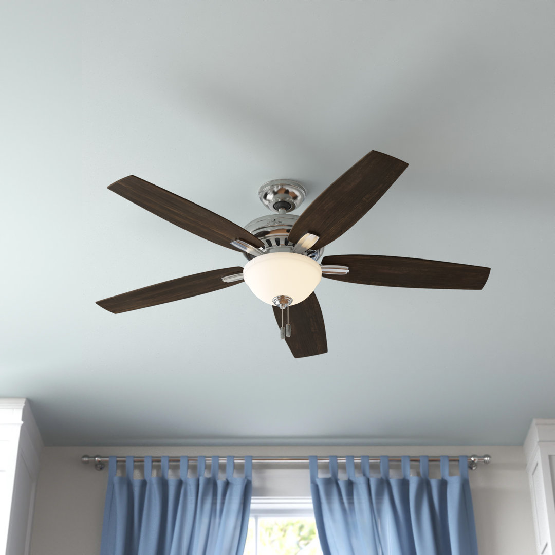 52" Newsome 5 - Blade Standard Ceiling Fan with Pull Chain and Light Kit Included Hunter Fan 