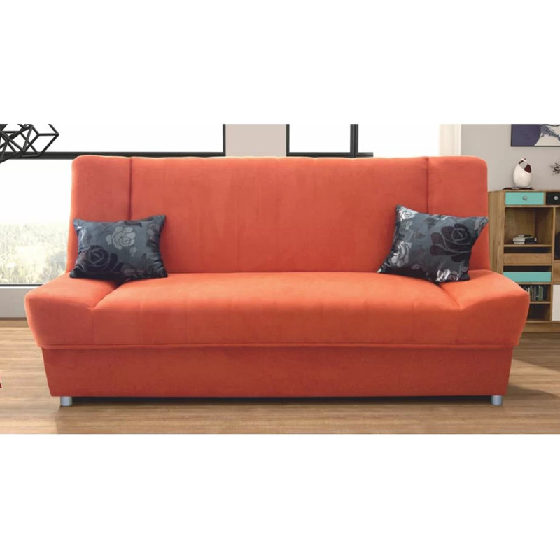 Vivanco Upholstered 77'' Sleeper Sofa, Orange