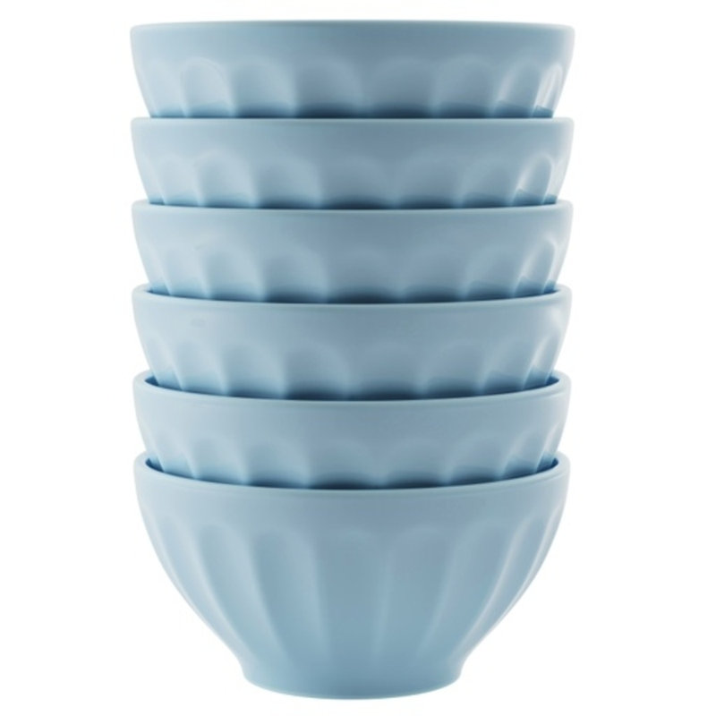 Bols à céréales kook gris poudre, 24 oz, ensemble de 6, Bleu pâle
