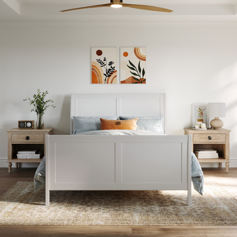  Fitzsimmons Solid Wood Low Profile Platform Bed with Matching Footboard, White