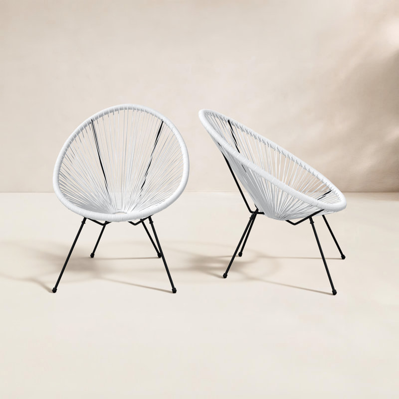 Chaise d'extérieur en tissu hamac Levon, Blanc