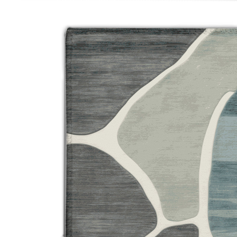 Tapis intérieur et extérieur gris Watercolor, Rectangulaire 8 pi x 10 pi