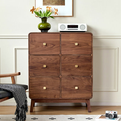 Simple And Round Walnut Colored Accent Chest