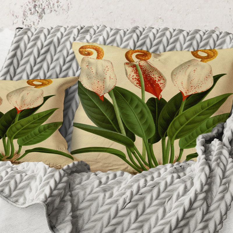 Square, Retro Flowers I - Coussin décoratif imprimé Farmhouse, 18" x 18"