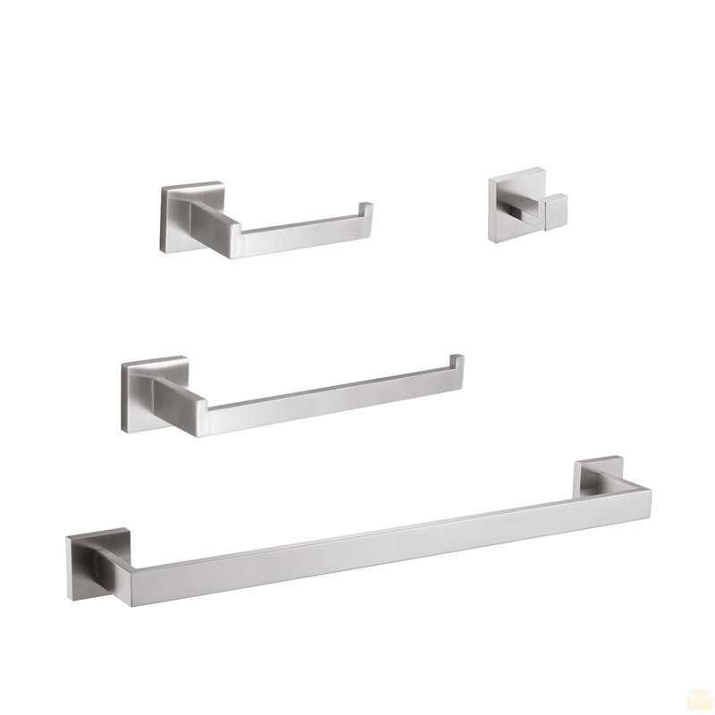 Ensemble de quincaillerie de salle de bain 4 pièces, Nickel brossé