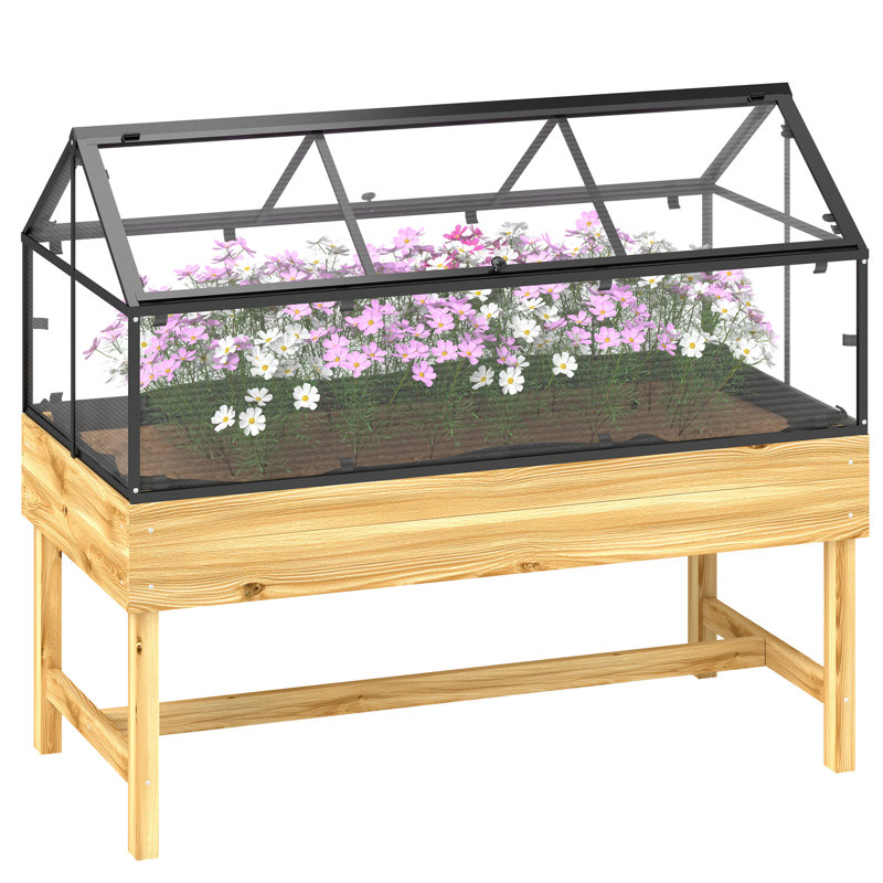 Raised Garden Bed, Natural Wood Finish
