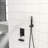 Shower System With Waterfall Tub Spout And Square Rainfall Head - 12 Inch Ceiling Mount, Handheld, Oil Rubber Bronze, Finish Of Bronze Oil-Rubbed Feature 12" Mount Rain Head, Handheld Shower, Spout,