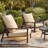 5-Person Aluminum Lounge Outdoor Modern Conversation Sofa Set With Wood-Grain Finish & Ottoman, Aluminum Patio Furniture Set, 5-person Outdoor Sectional Sofa With Coffee Table