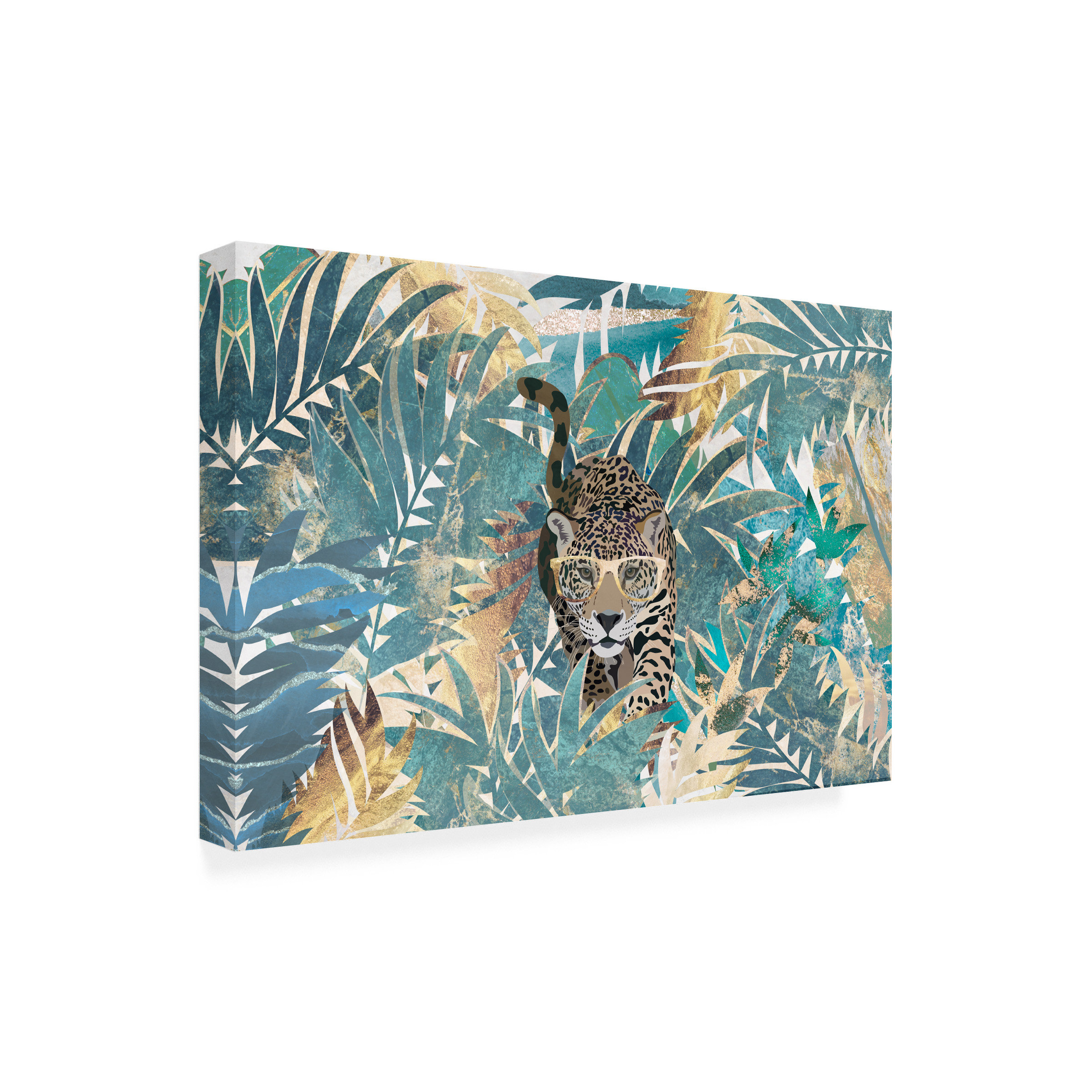 Trinx Jaguar Jungle Landscape Mural by Sarah Manovski - Wrapped Canvas ...