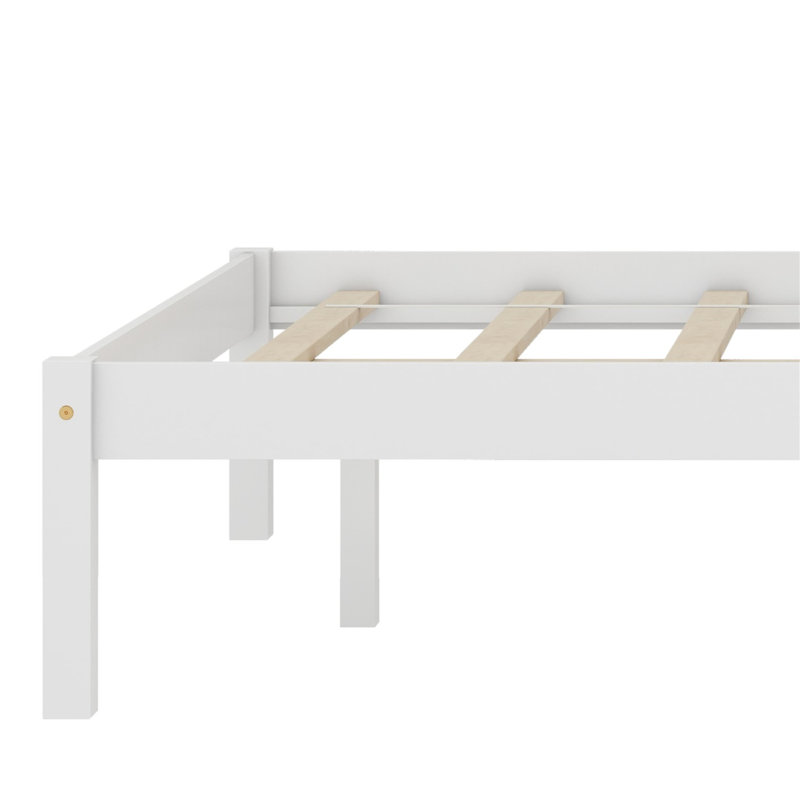 Lit plateforme en bois massif Shauna, Simple, Blanc