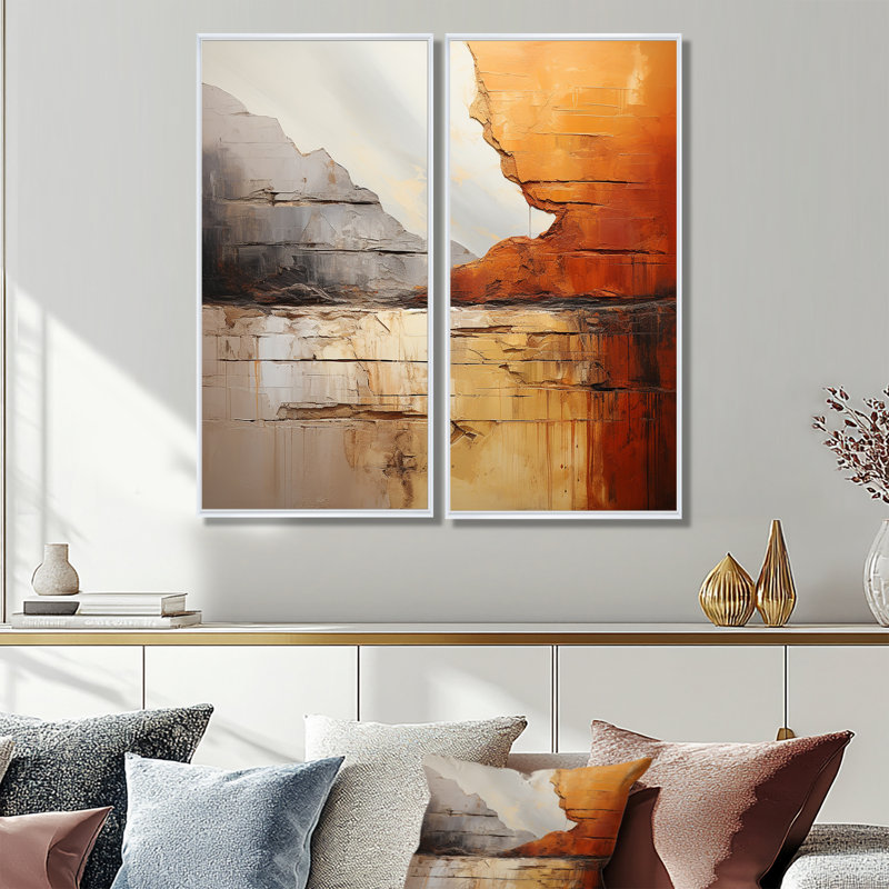 Christyanna - ensemble d'art mural gris de 2, 32" H x 32" W, Impression encadrée flottante, White