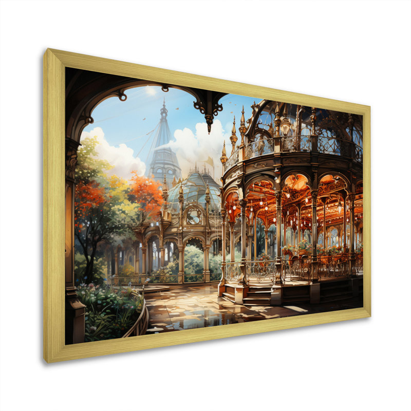 «Makyi Carousel Whimsical Delight II», reproduction sur toile, H 12 po x l 20 po x P 1 po, Cadre doré à une seule photo