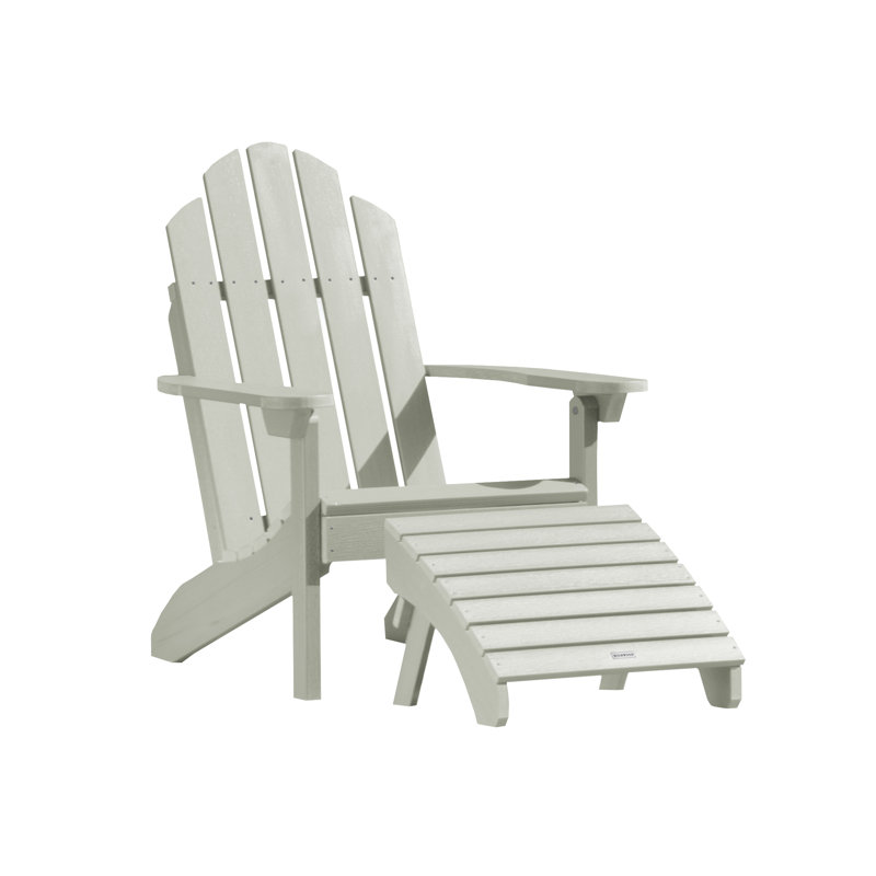 Anette Plastic Adirondack Chair with Ottoman, Eucalyptus