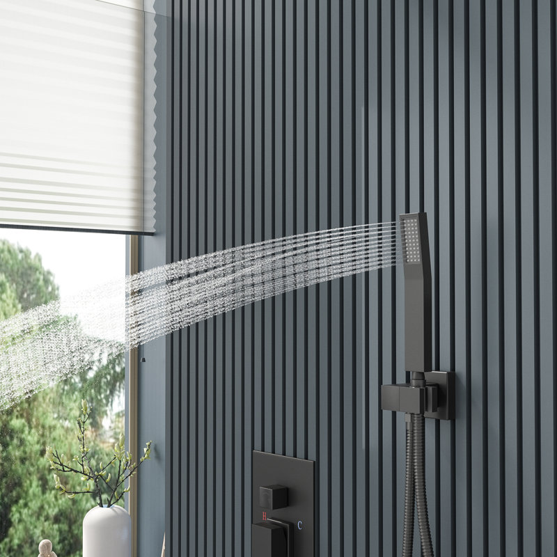 Pressure-Balanced Complete Shower System with Rough in-Valve, Matte Black
