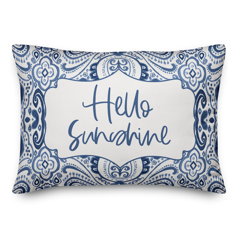  Housse de coussin rectangulaire d'extérieur Hello Sunshine, Bleu