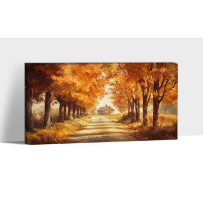 Reproduction d'art sur toile, paysage d'automne, art mural d'automne de style rétro pour le salon