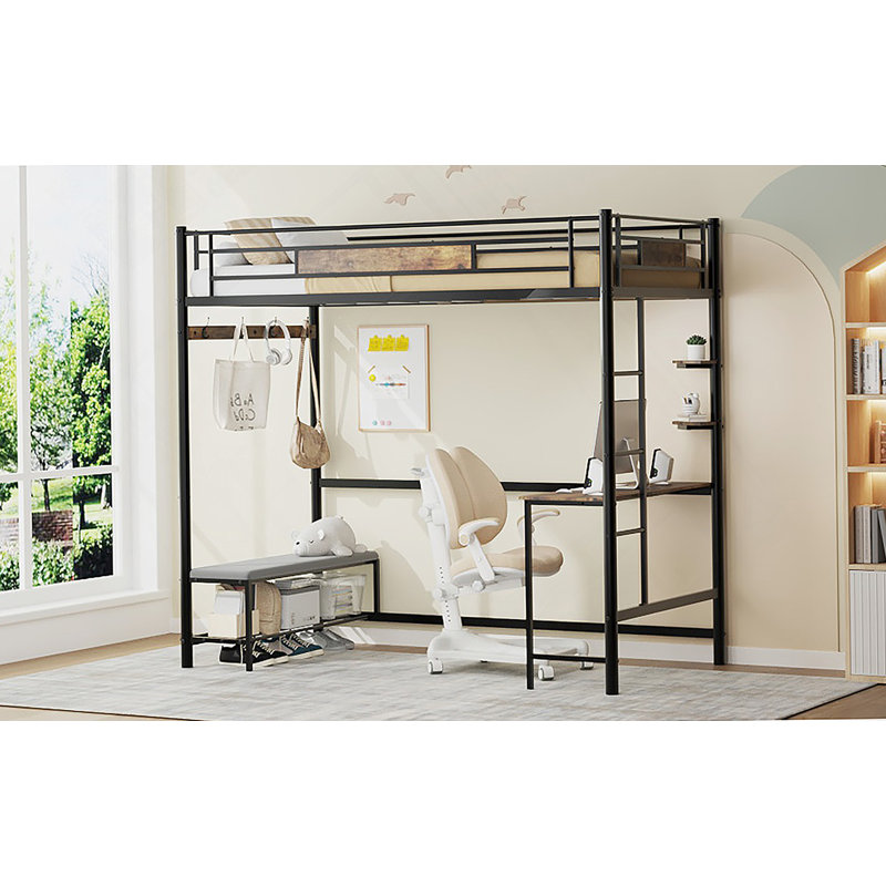 Lit mezzanine avec rangement en métal