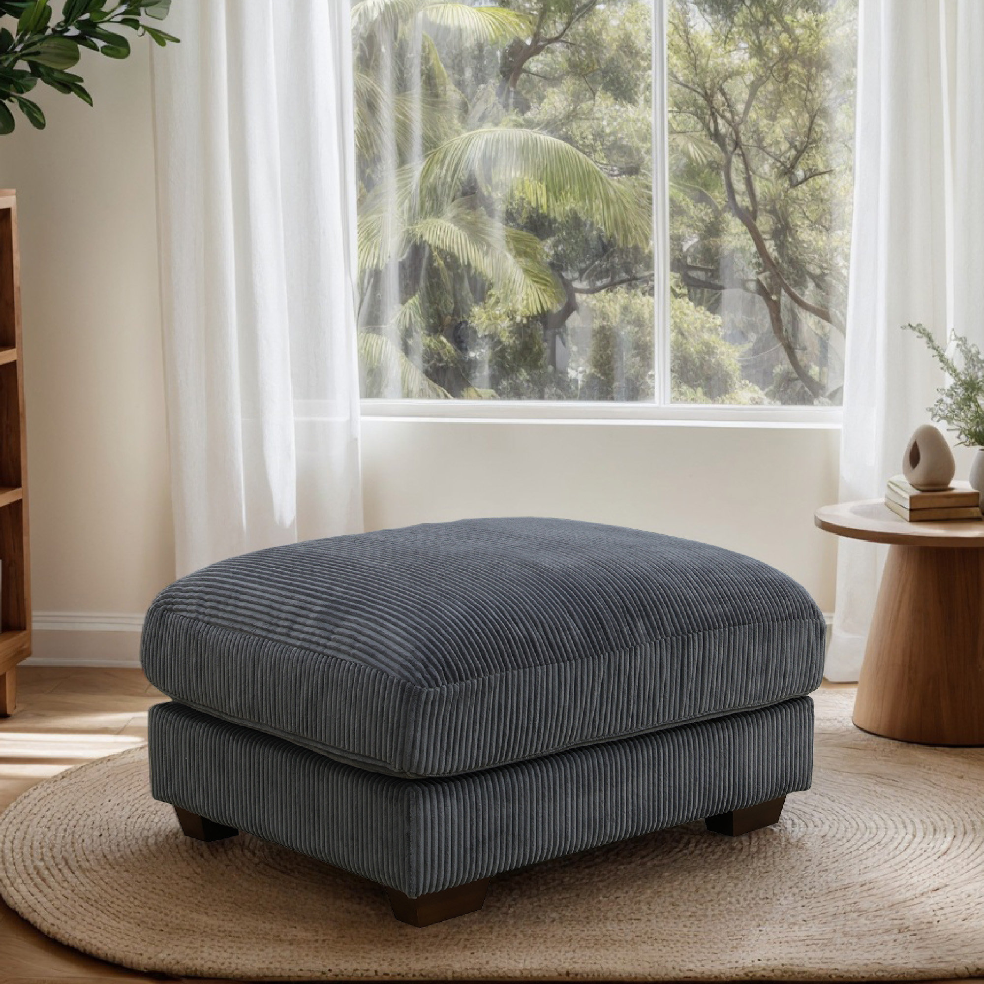 Ebern Designs 37" Corduroy Modular Ottoman – Convertible Sectional Footrest, Coffee Table & Seating | Wayfair