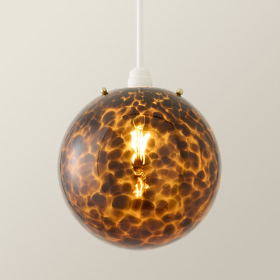 24 cm H Round Glass Pendant Shade ( Slip-On ) in Brown