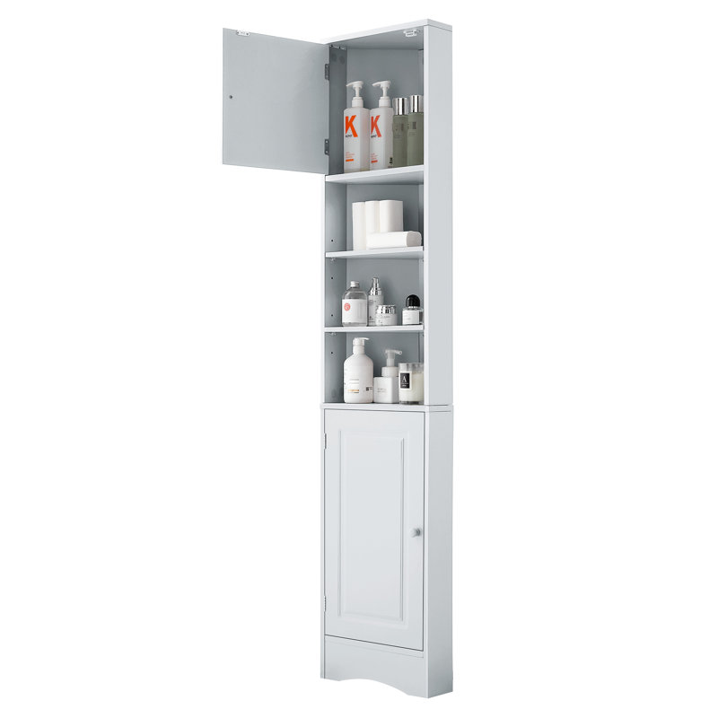 Grey Bathroom Storage Cabinet With Adjustable Shelves And Efficient Options Multi-Functional In Open Space