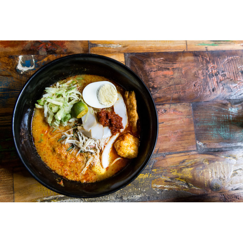 Serving Of Nyonya Laksa, Popular Spicy Noodle Soup In Malaysia - Wrapped Canvas Print, 30cm H x 46cm W x 3.8cm D