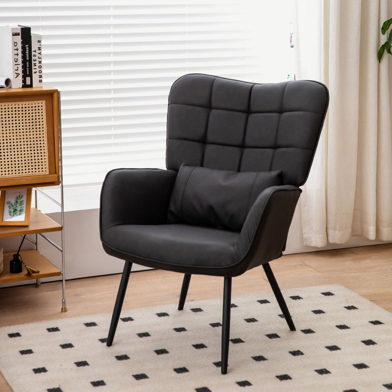 Chaise avec accoudoirs en tissu, Similicuir gris