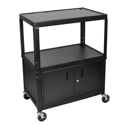 SteelCart Extra Wide AV Cart with Cabinet