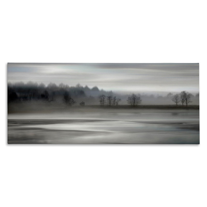 Paysage gris sur toile par Madeline Clark, H 10 po x l 24 po x P 1,5 po