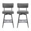  Ensemble de 2 tabourets de comptoir pivotants 26 po, ensemble de 2 chaises de bar rembourrées en polyuréthane avec pieds en fer et repose-pieds, gris-1195489229
