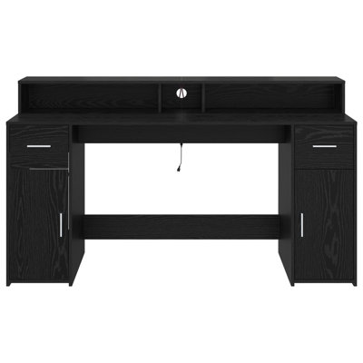 Desk Black Oak 55x91 Cm Engineered Wood