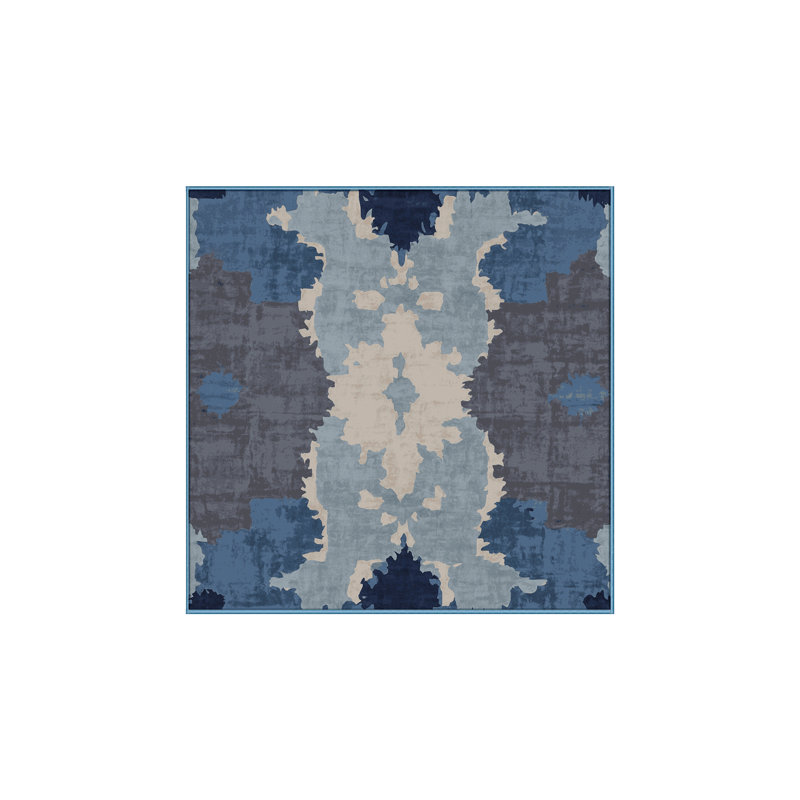 Tapis bleu lavable à la machine, Carré 7 pi