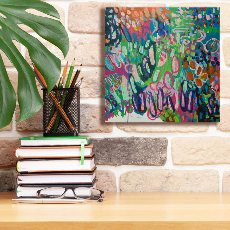 Toile épique Graffiti «Crazy Abstract Gardens No. 6» par Lindsey McAlister, art mural 12 po x 12 po