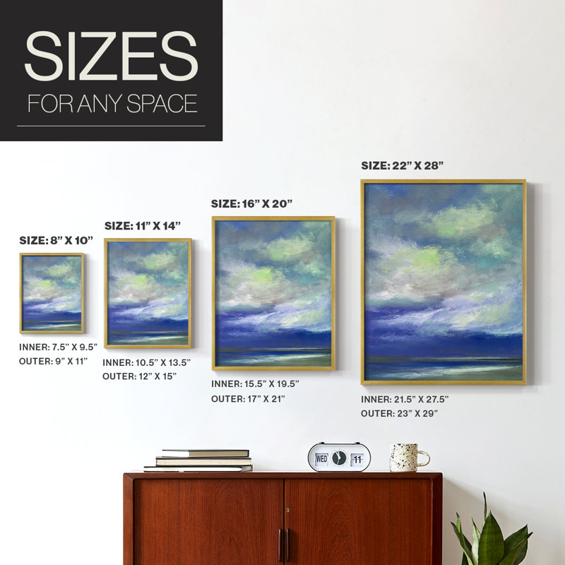 Island Dusk Framed Print - Solid Wood, 20" H x 16" W, Gold