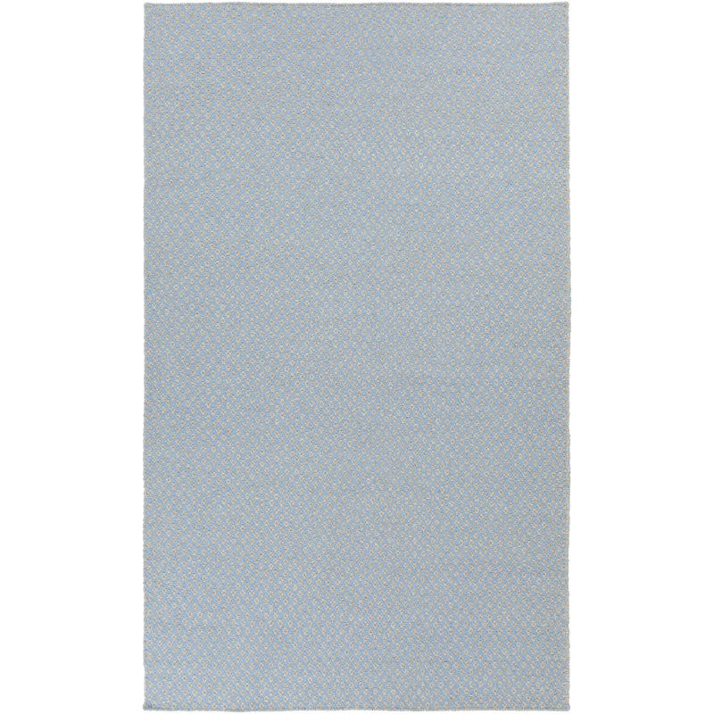 Tapis bleu ciel en laine tissé à plat à la main Walton, Rectangle 2 pi x 3 pi