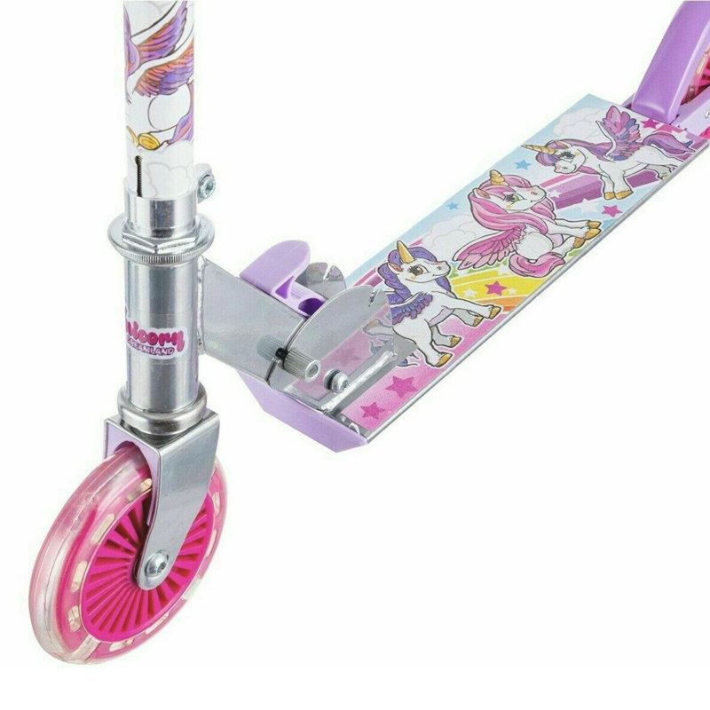 Scooter Unicorn pliant avec roues clignotantes
