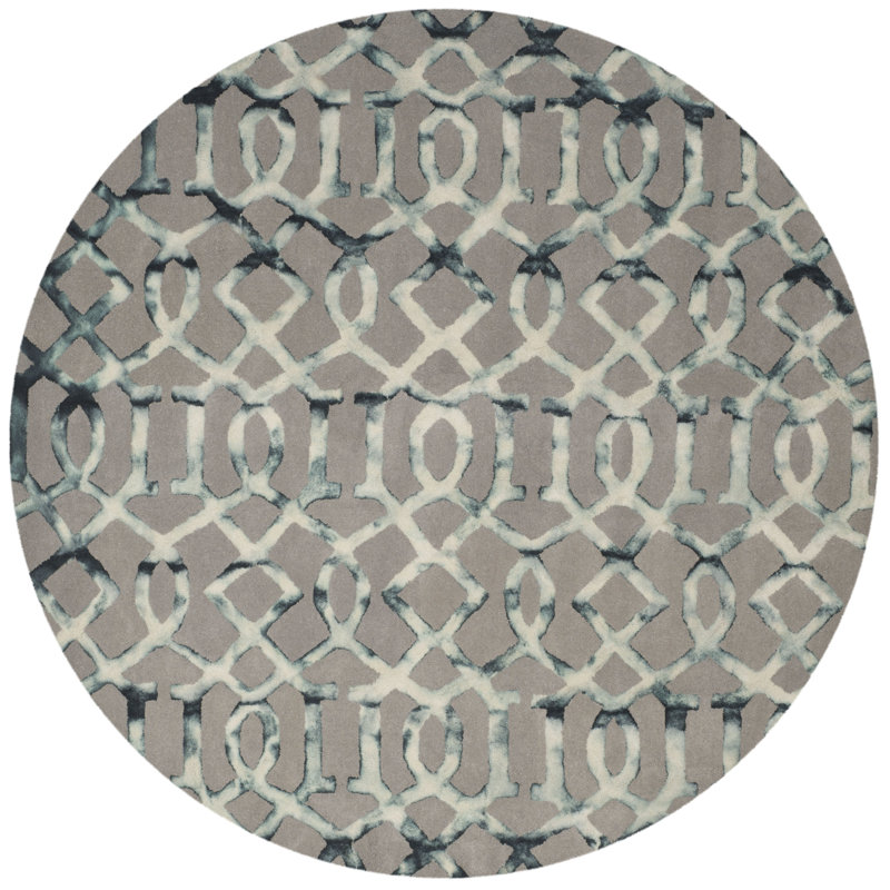 Budde Hand Tufted Wool Abstract Rug, Round 7'